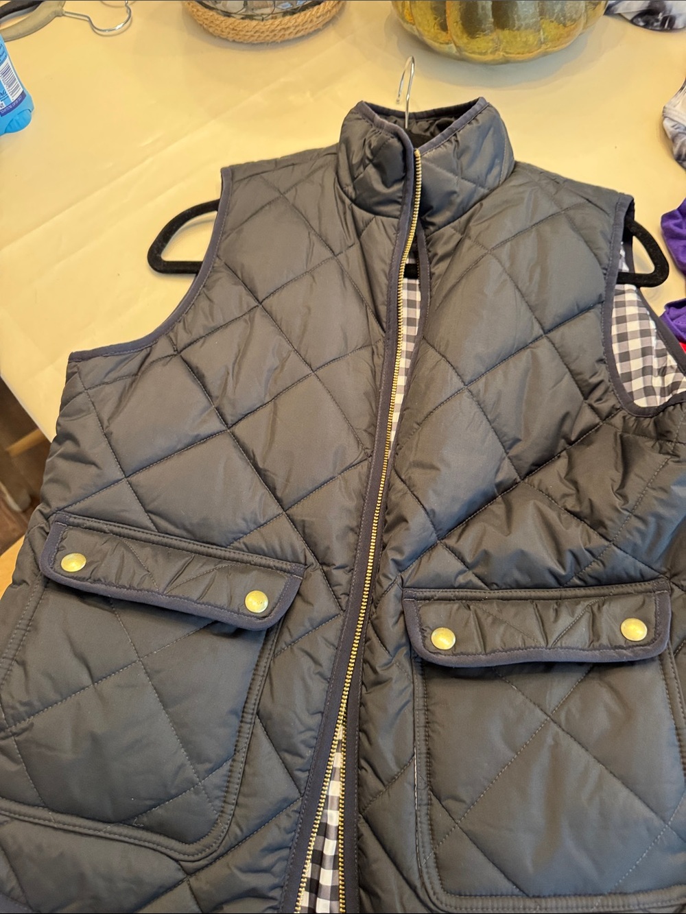 J. Crew Black and White Gingham-Lined Jacket